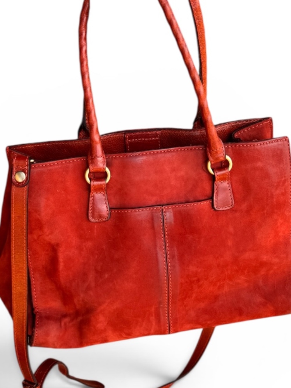 Patricia Nash Red Leather Tote Crossbody Bag Tassel Accent Genuine Leather
